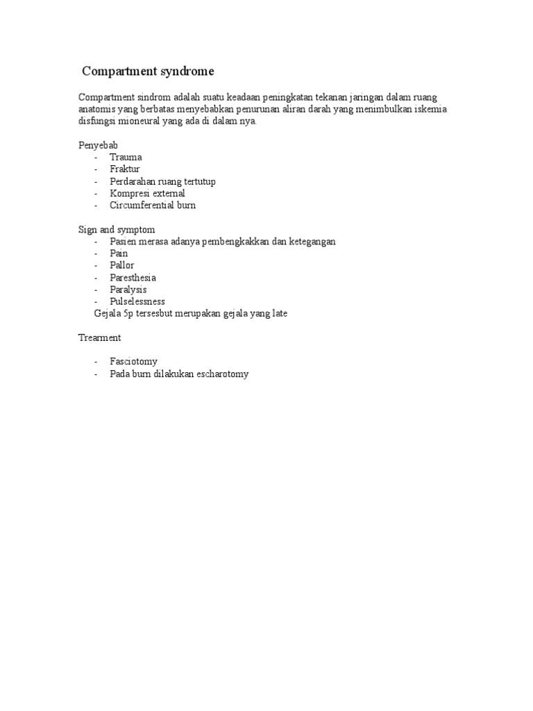 Sindrom Kompartemen: Gejala dan Penanganan | PDF