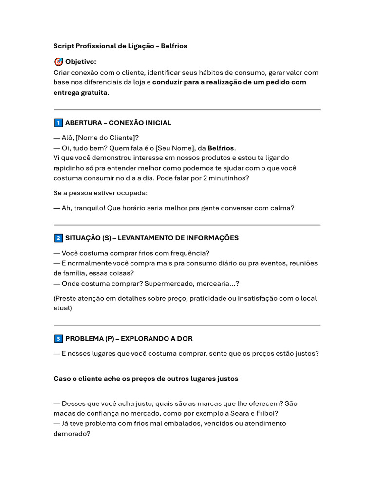 Script Profissional De Ligação Atualizado Pdf
