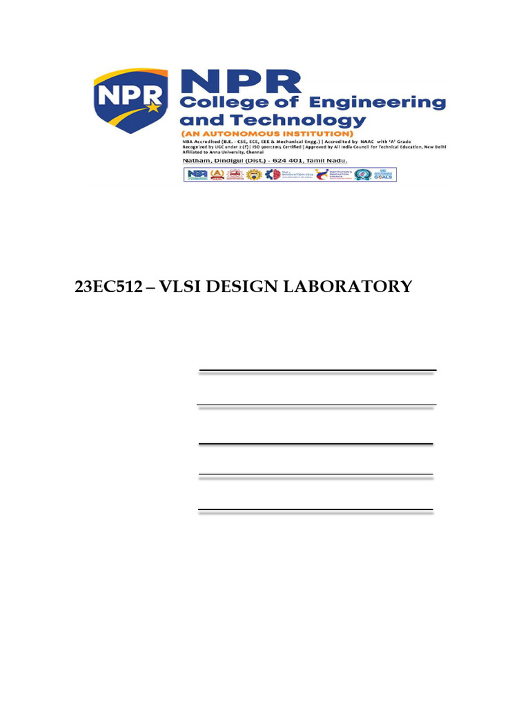 VLSI Design Laboratory Master Manual | PDF | Hardware Description ...