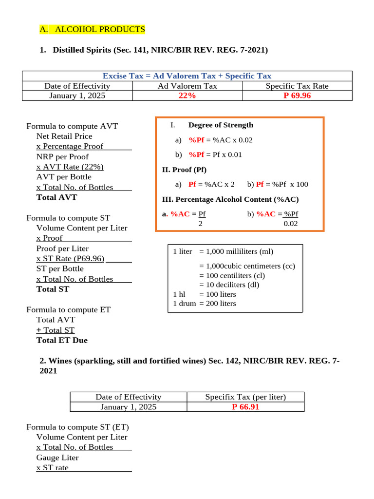 Excise Tax Guidelines for Alcohol and Tobacco | PDF | Ore | Taxes
