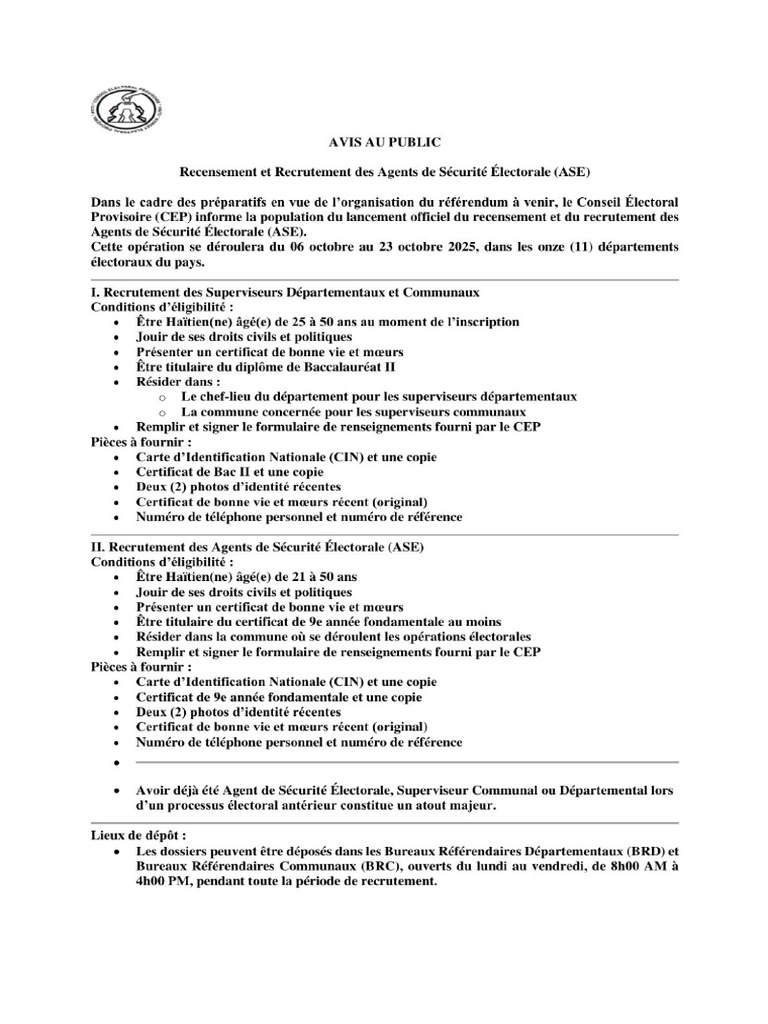 AVIS-Recensement Et Recrutement ASE | PDF