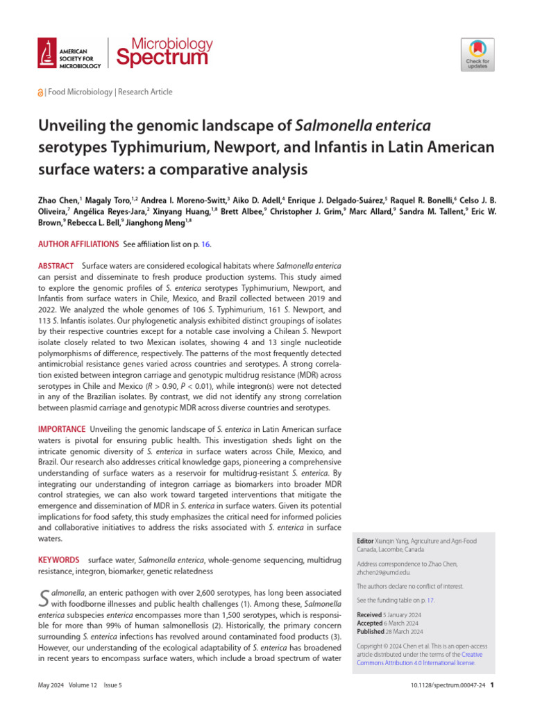 Chen Et Al 2024 Unveiling the Genomic Landscape of Salmonella Enterica ...