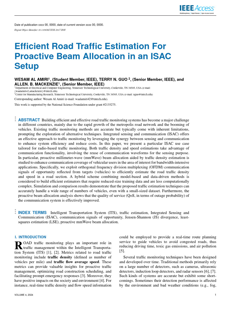 ISAC-Based Traffic Estimation Techniques | PDF | Orthogonal Frequency ...