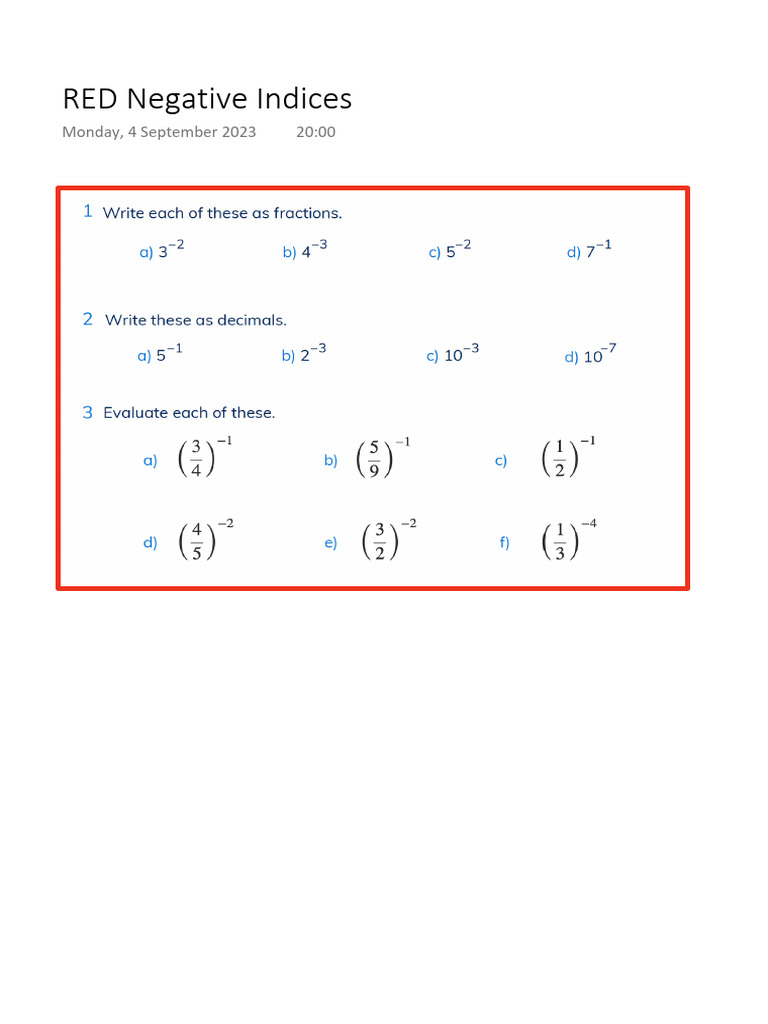 RED Negative Indices | PDF