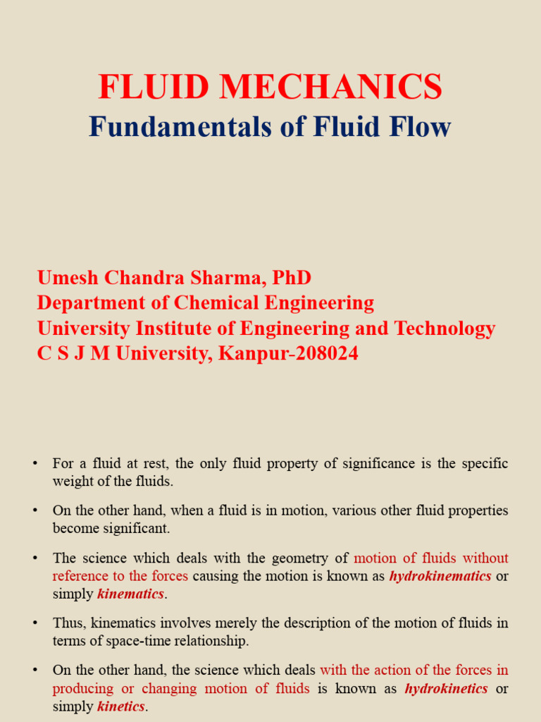 Fluid Mechanics: Flow Fundamentals | PDF | Fluid Dynamics | Laminar Flow