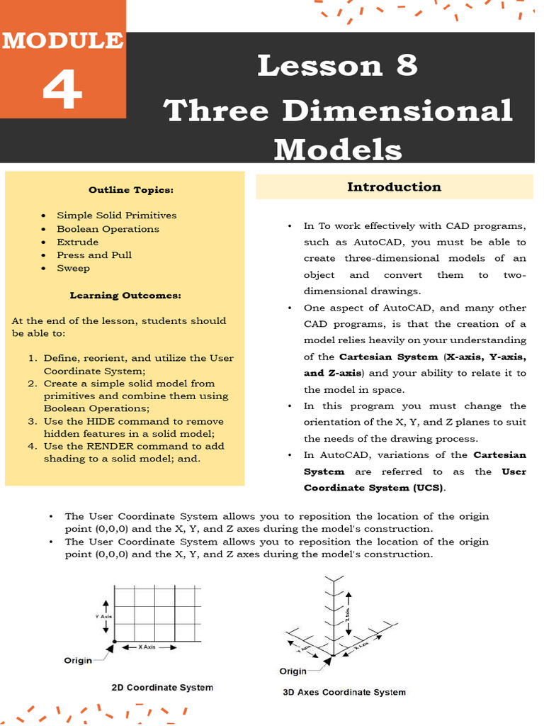 3D Modeling Techniques in AutoCAD | PDF | Cartesian Coordinate System ...