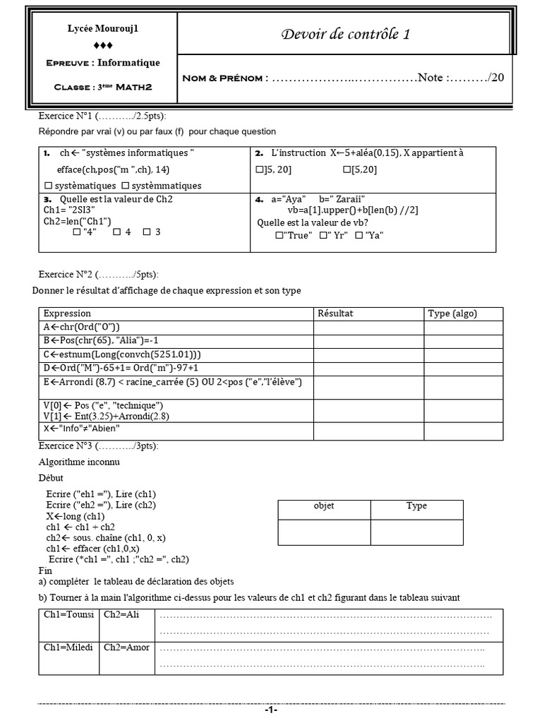 Exercice de programmation informatique | PDF