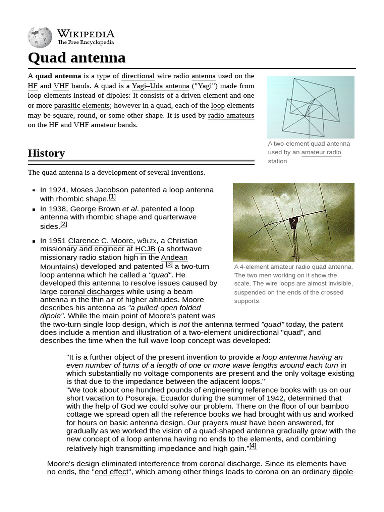 Quad Antenna: Design and Benefits | PDF | Antenna (Radio ...