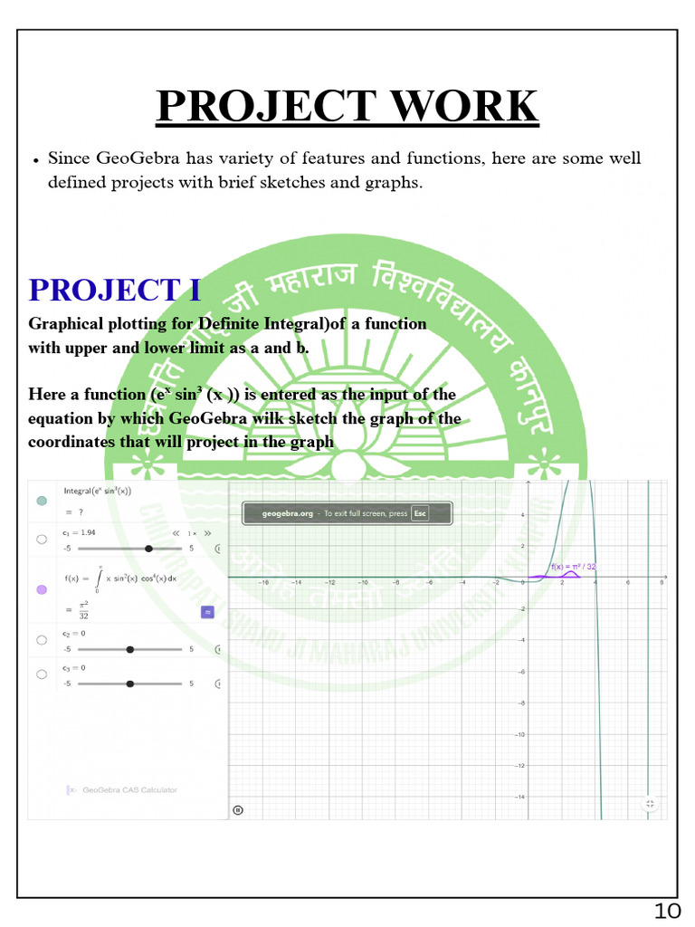 GeoGebra Projects: Graphing Definite Integrals | PDF