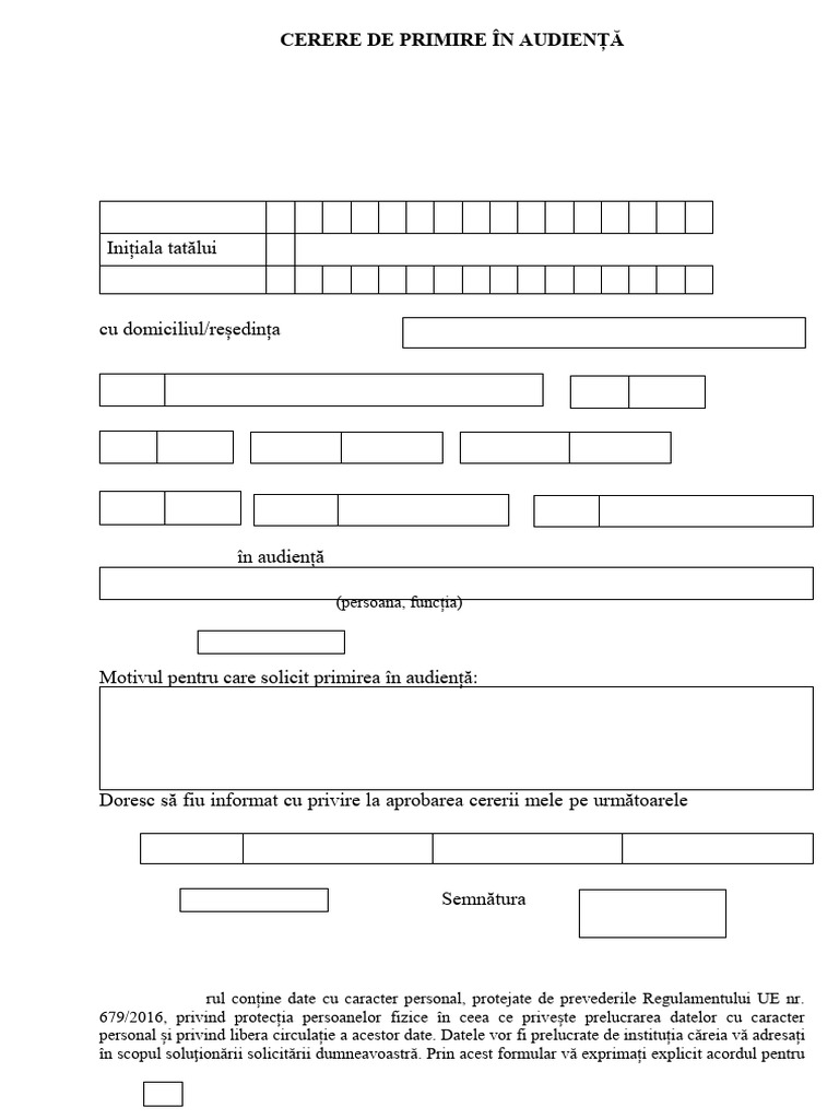 Model Cerere Primire În Audienta | PDF