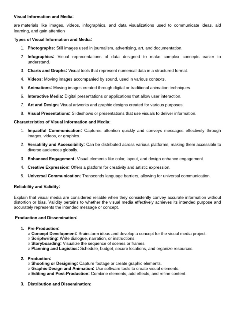 Types and Characteristics of Visual Media | PDF | Infographics ...