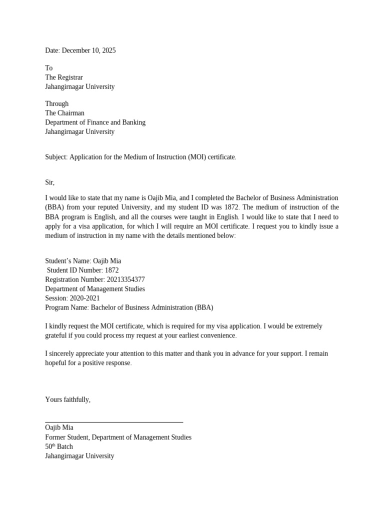 MOI Certificate Application for Visa | PDF