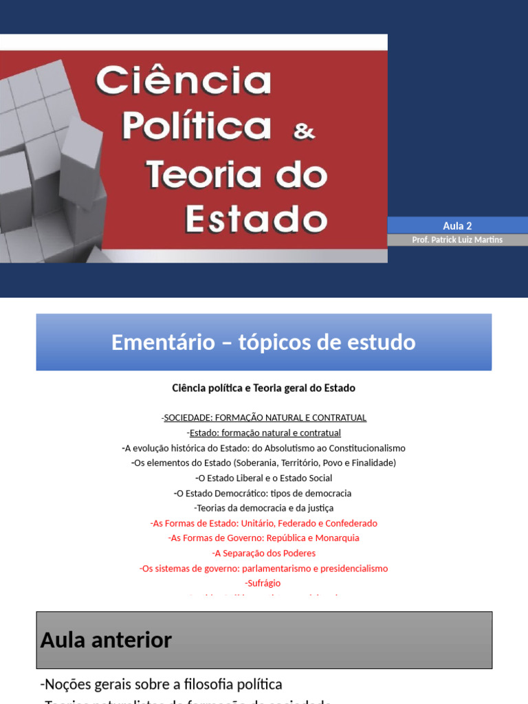 Aula 4 e 5 | PDF | Estado | Democracia