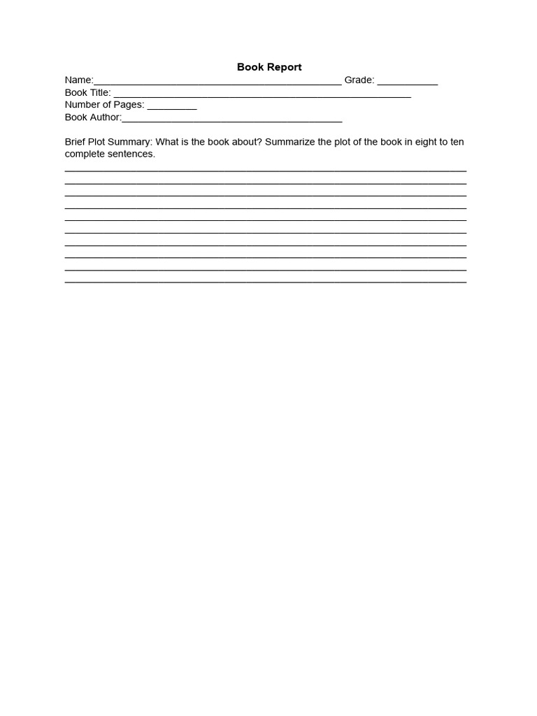 Book Report Template and Guide | PDF