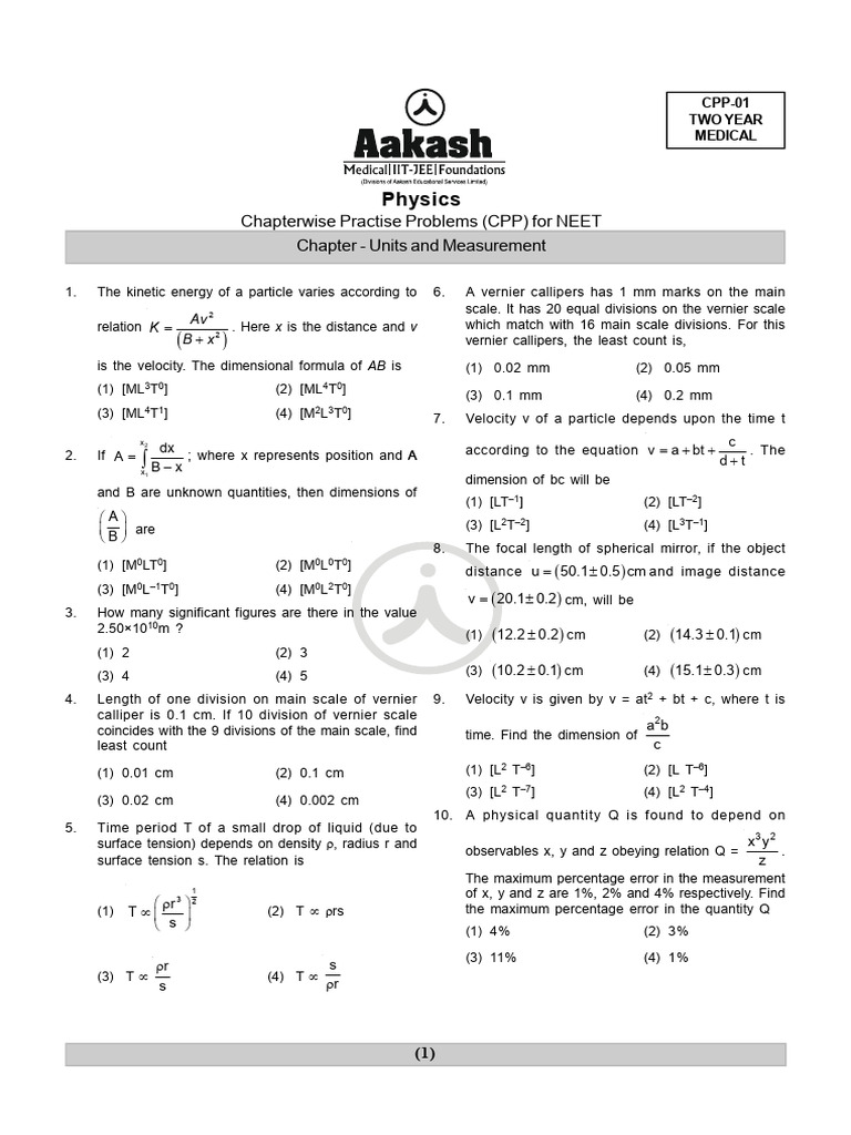 TY CPP 01 Physics Chemistry Botany Zoology 2020 | PDF | Mole (Unit) | Acid
