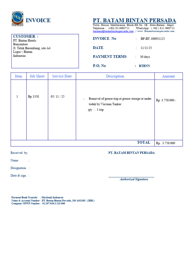 Grease Trap Removal Invoice Summary | PDF | Sewerage