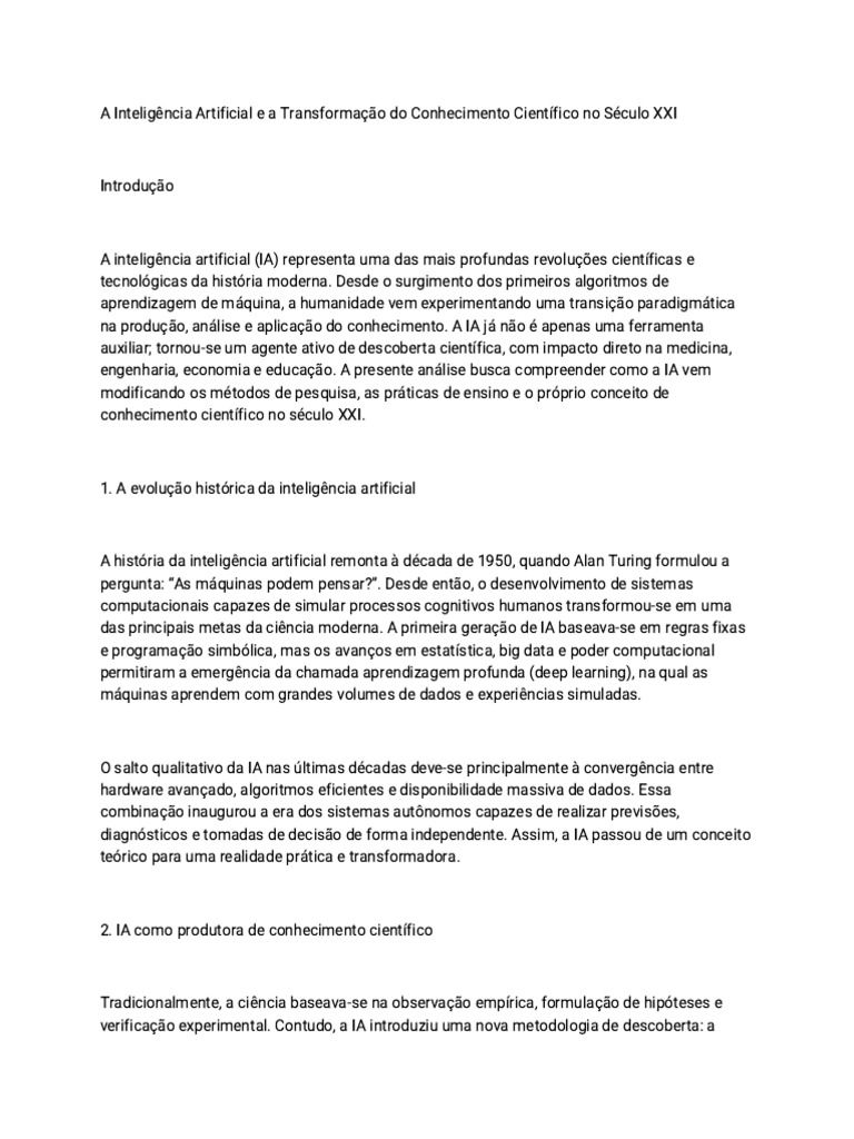 A Evolução Da Inteligência Artificial | PDF | Aquecimento global e ...
