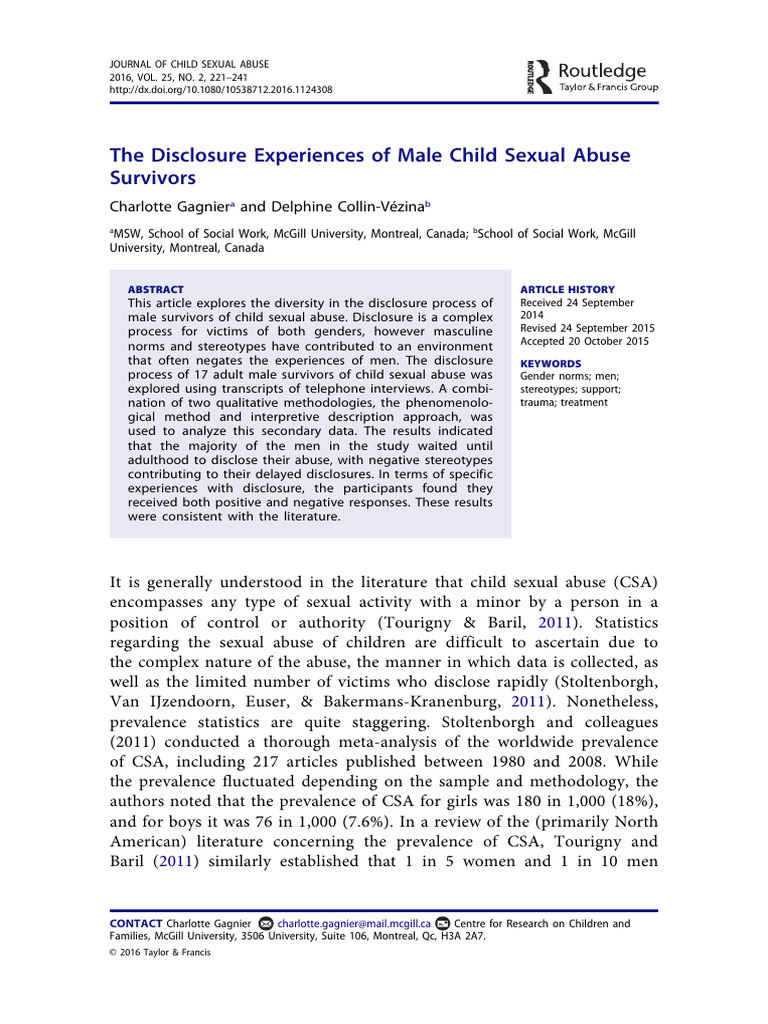 Male Sexual Abuse Survivors | PDF | Child Sexual Abuse | Methodology
