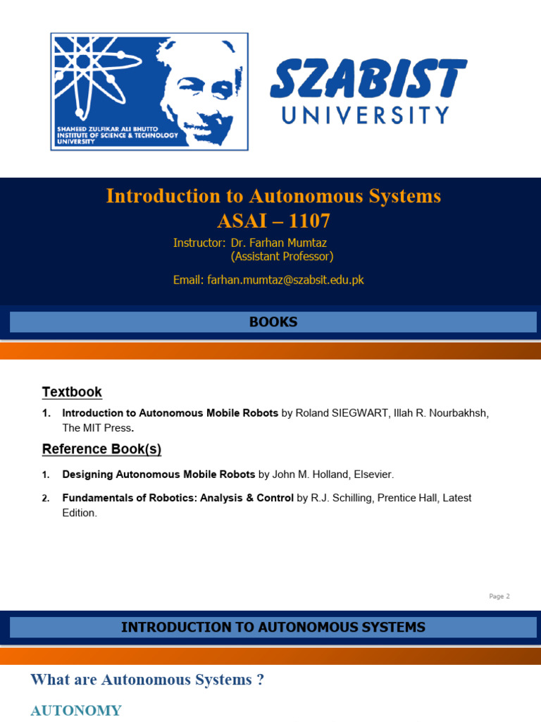 Introduction to Autonomous Systems | PDF | Robot | Robotics