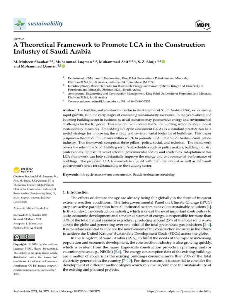 A Theoretical Framework To Promote LCA in The Cons | PDF | Life Cycle ...