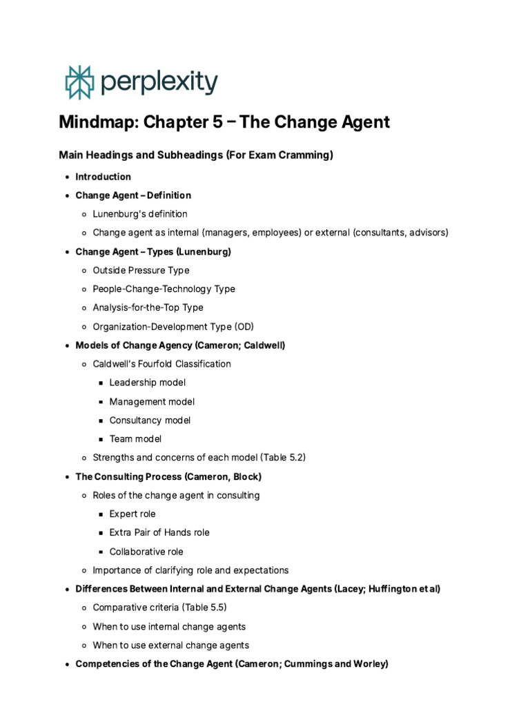 Change Agent Roles and Competencies Guide | PDF
