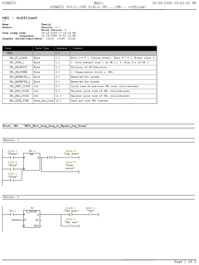 SIMATIC 300 OB1 Block Overview | PDF | Integer (Computer Science ...