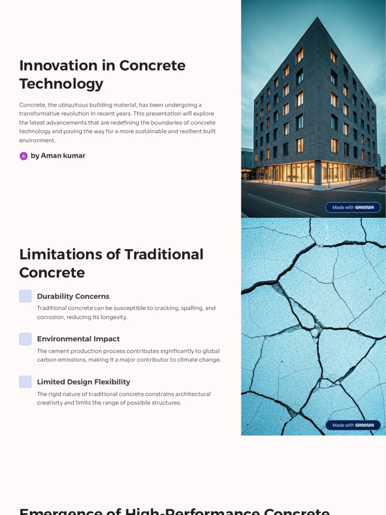 Innovation in Concrete Technology | PDF | Concrete | Carbon Footprint