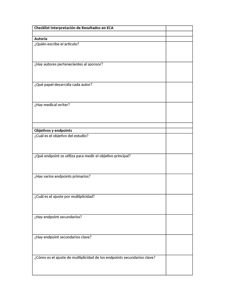 Checklist para Interpretar Resultados en ECA | PDF