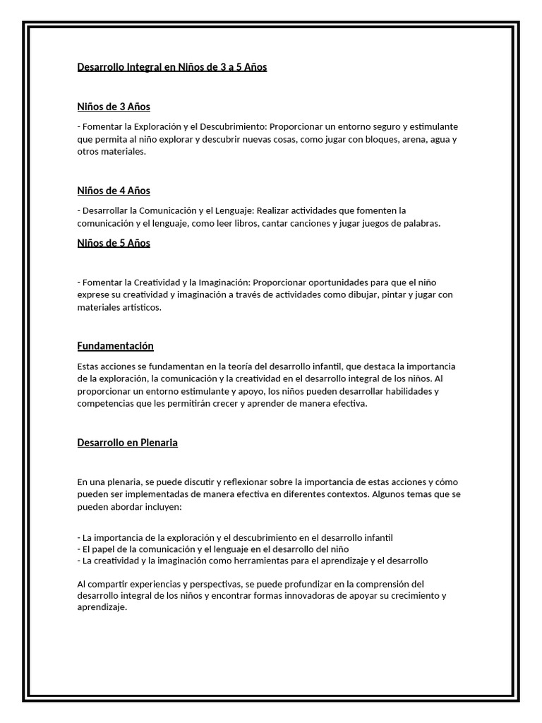 Desarrollo Integral en Niños de 3 A 5 Años Trabajo Interaccion | PDF