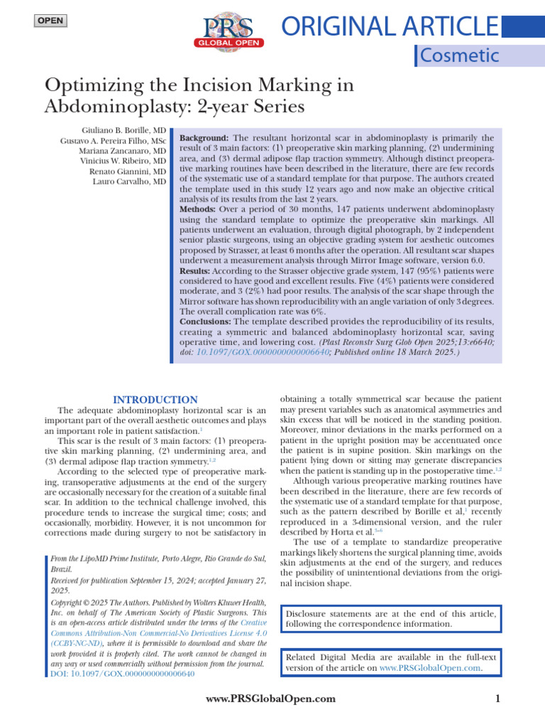Optimizing Abdominoplasty Incision Marks | PDF | Scar