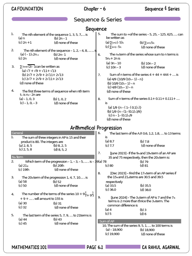 Sequence and Series Problems Explained | PDF | Mathematical Analysis ...
