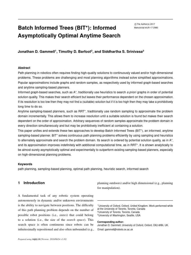 Batch Informed Trees for Path Planning | PDF | Mathematical ...