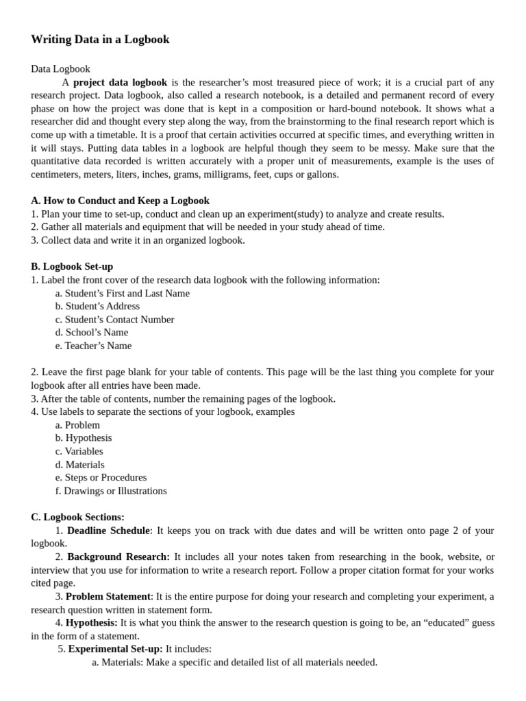 Essential Guide to Data Logbooks | PDF | Hand Washing | Experiment