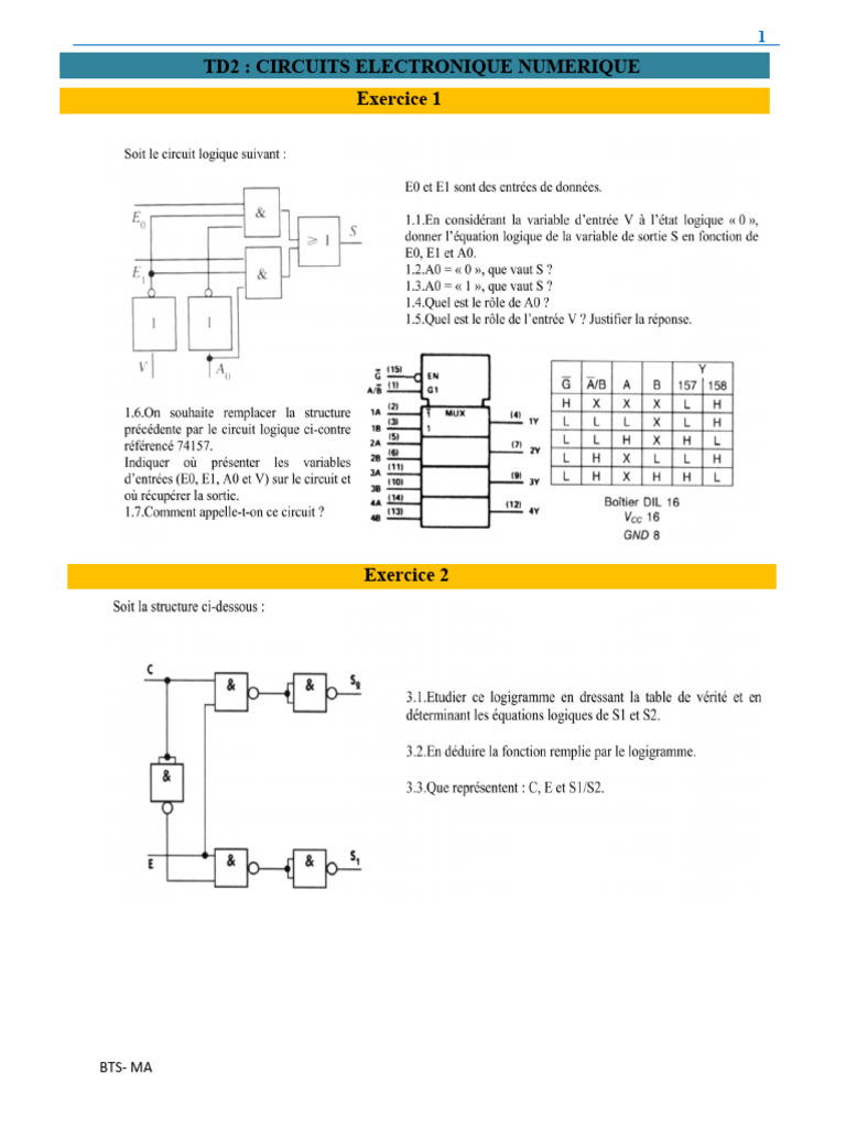 Circuits Numériques : Multiplexeur 74151 | PDF | Logique mathématique ...
