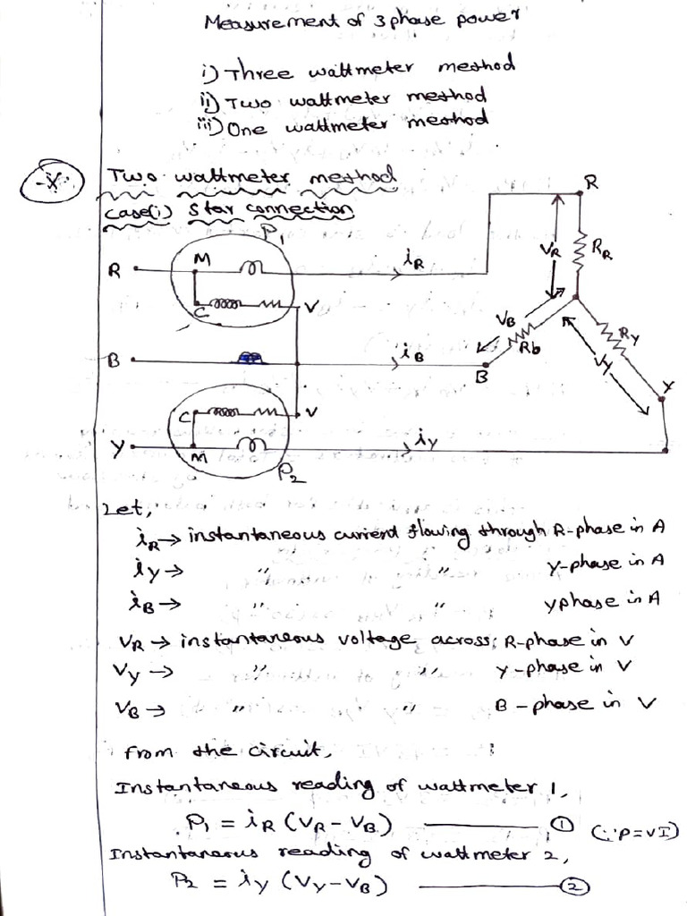 Unit 5 - Two Wattmeter Method, PMMC | PDF | Electromagnetism | Electricity