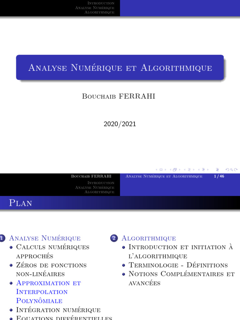 Analyse Numérique et Algorithmique | PDF | Analyse numérique | Polynôme