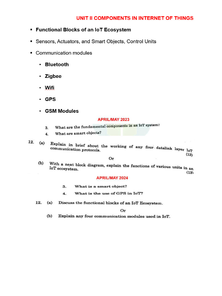 IoT Ecosystem: Sensors, Zigbee, GSM Overview | PDF | Computer Network ...