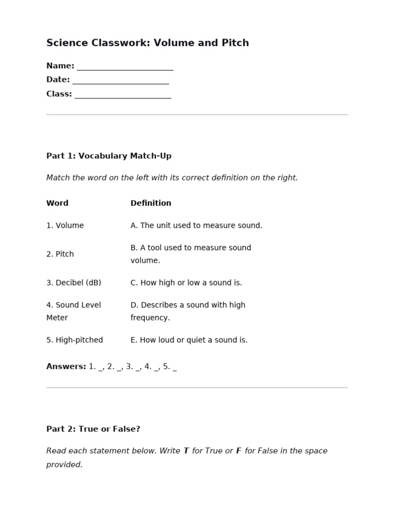 Sound and Pitch Classwork 461w3 | PDF | Sound | Pitch (Music)