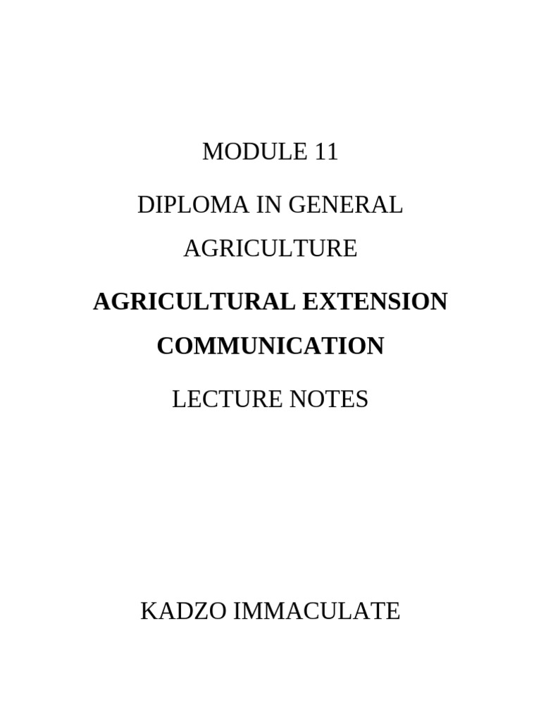 Agricultural Extension Communication Overview | PDF | Communication ...