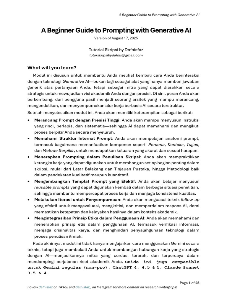 Panduan Pemula Prompting AI Generatif | PDF