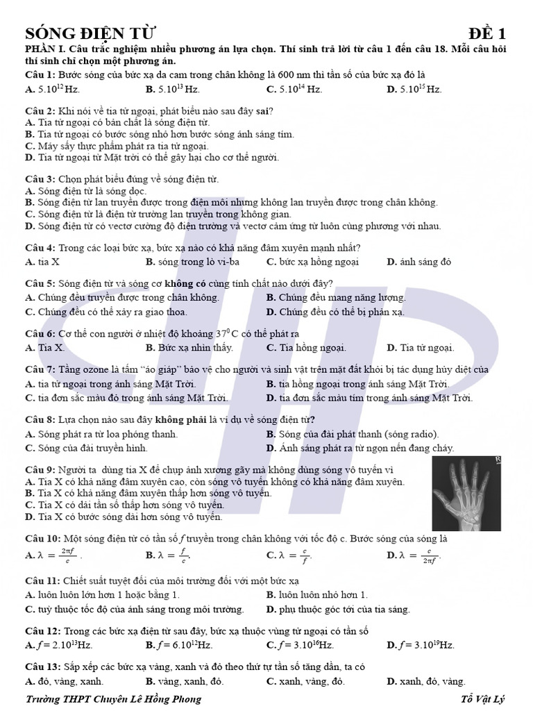 Sóng Điện Từ Đề 1: Tr ng THPT Chuyên Lê H ng Phong T V tL | PDF