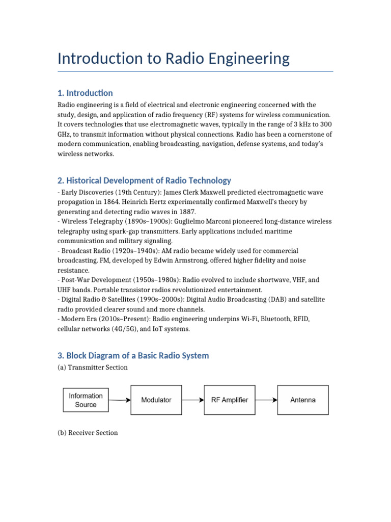 Introduction To Radio Engineering | PDF | Radio | Wireless