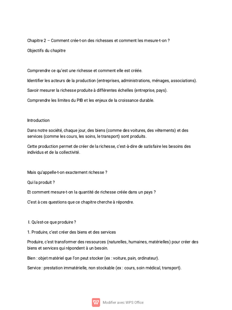 Création et mesure de la richesse économique | PDF | Produit intérieur ...