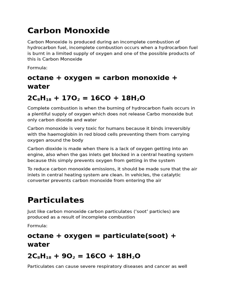 Understanding Carbon Monoxide Emissions | PDF