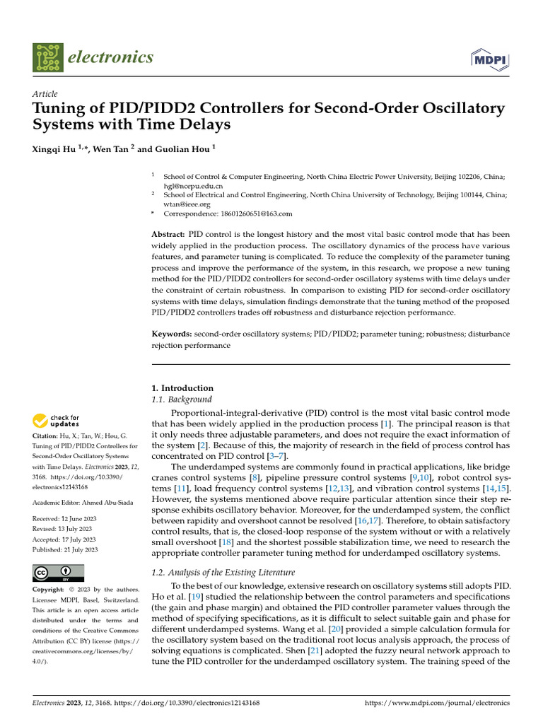 PID Controller Tuning for Oscillatory Systems | PDF | Control Theory ...