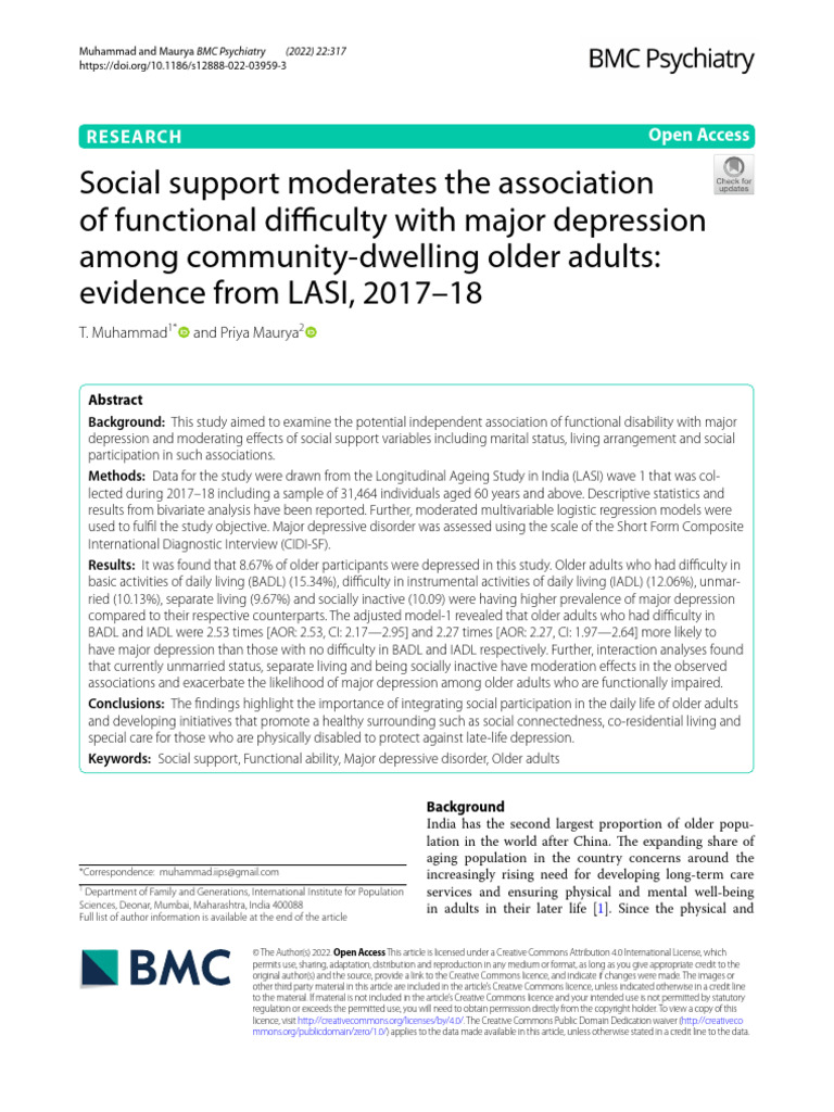 s12888 022 03959 3 | PDF | Social Support | Mental Health