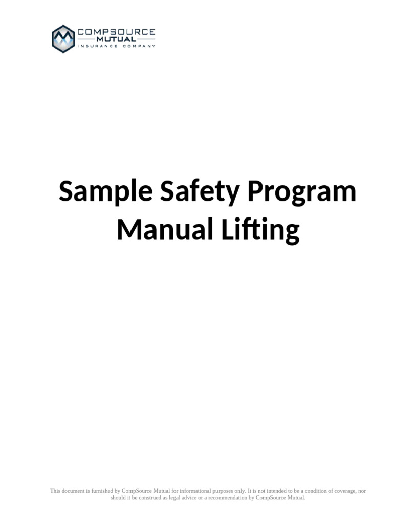 Manual Lifting Safety Program Guide | PDF | Safety | Occupational ...