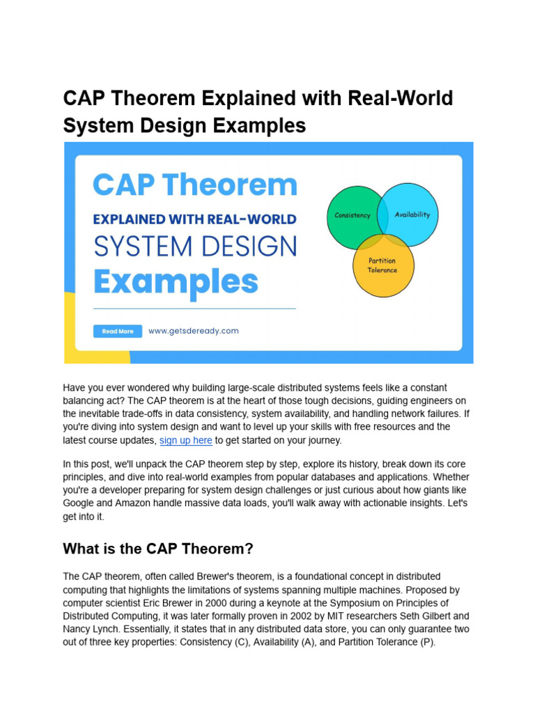 CAP Theorem: Insights for System Design | PDF | Databases | No Sql