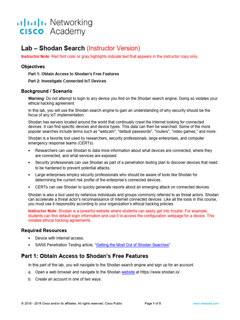 Shodan Search Lab for IoT Security | PDF | Computer Security | Security