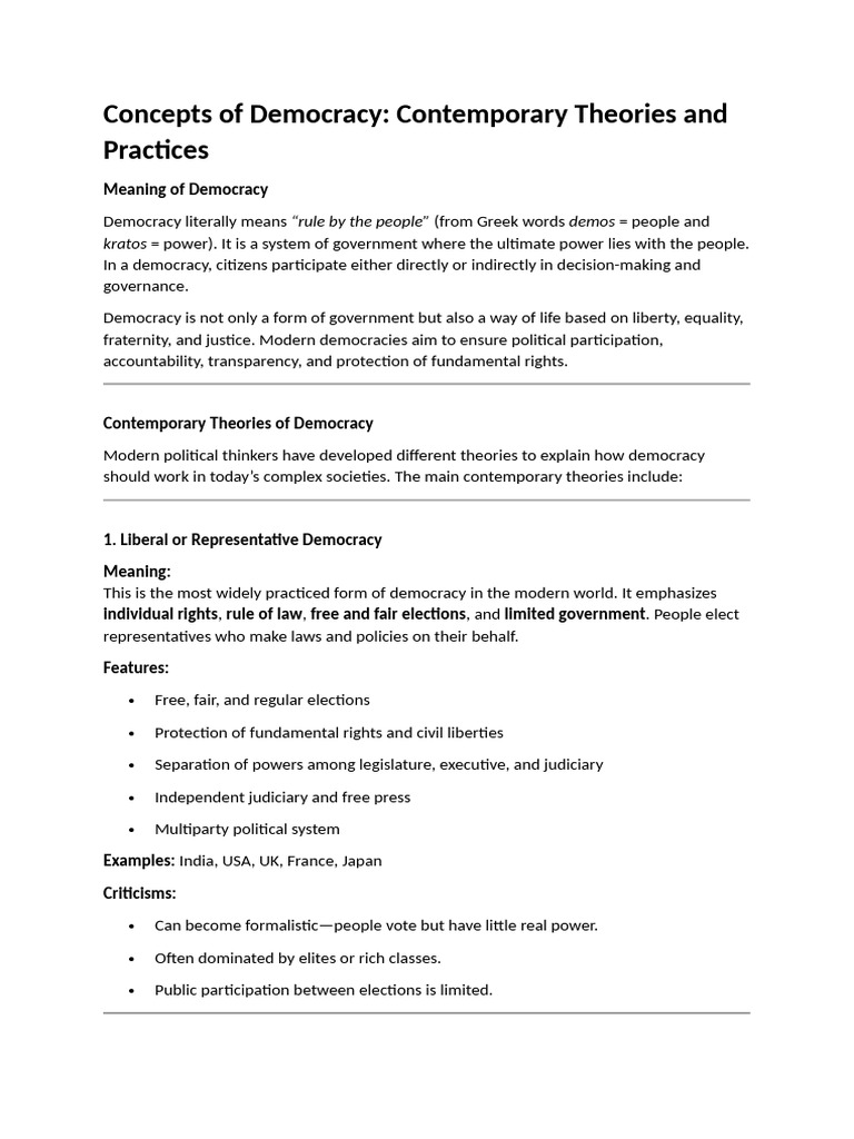 Concepts of Democracy | PDF | Democracy | Political Ideologies